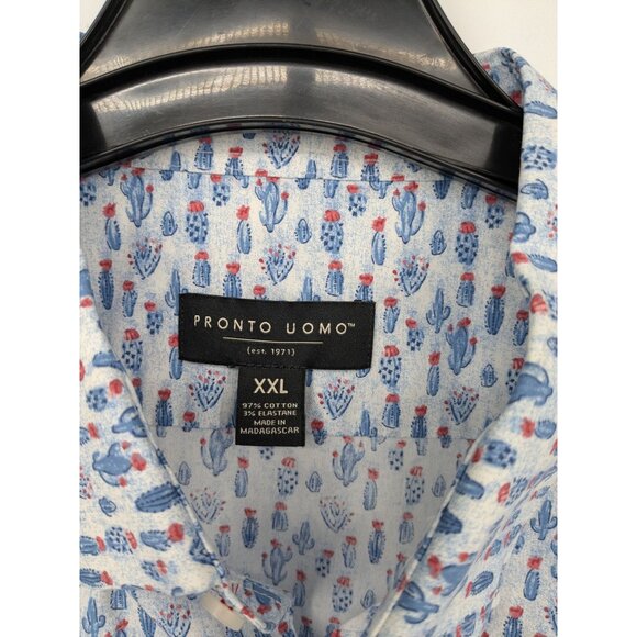 Pronto Uomo Button Up Shirt Men Size XL Allover Cactus Print Casual Preppy Boho - Picture 7 of 8